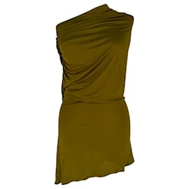 Blusa Givenchy drappeggiata monospalla in viscosa oliva