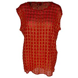 Blusa Lanvin a pois metallizzati in chiffon rosso