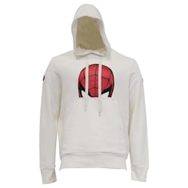 Moncler x Spiderman Popover Hoodie aus weißer Baumwolle