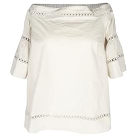 Top con hombros descubiertos bordado Michael Michael Kors en algodón blanco