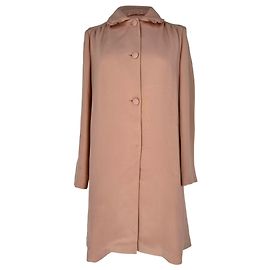 Abrigo Peacoat abotonado Miu Miu en acetato beige