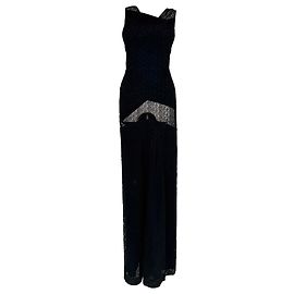 Vestido maxi de encaje Eyelet Roland Mouret en algodón azul marino