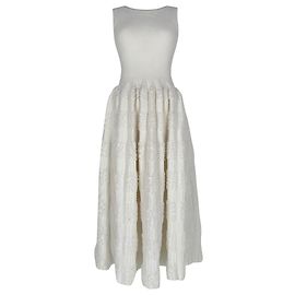 Vestido midi sin mangas texturizado Alaïa en viscosa blanca
