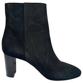 Botines de tacón alto Chloé con doble hebilla en ante negro