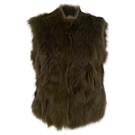 Chaqueta sin mangas Neo Diane Von Furstenberg en piel de zorro olive