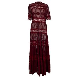 Abito maxi con bordi in pizzo Zimmermann in seta bordeaux