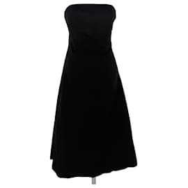 Vestido midi Staud Kennedy con espalda plisada en algodón negro