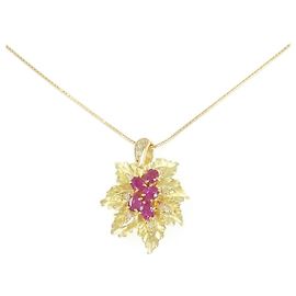 Autre Marque Collana Au750 Rubini e Diamanti