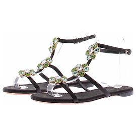 Giambattista Valli Sandales noires avec fleurs en strass