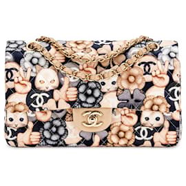 Borsa a patta Chanel in tessuto stampato multicolore
