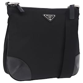 Borsa a tracolla PRADA Nylon Black Silver Auth 198359V