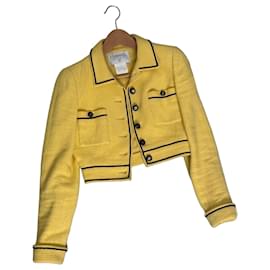 Chanel Yellow Tweed Cropped Jacket