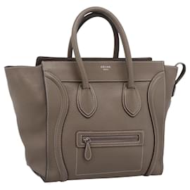 Céline CELINE Luggage Mini Hand Bag Leather Gray Silver Auth am12449A