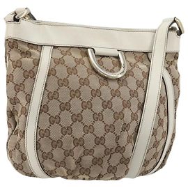 GUCCI GG Canvas Schultertasche Beige Gold 203257 Auth 196900