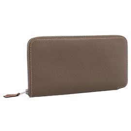 Hermès HERMES Azap Long Silk Inn Portafoglio Lungo in Pelle Beige Silver Auth 198757A