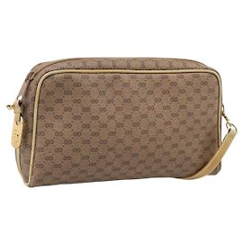 Borsa a tracolla GUCCI Micro GG PVC Pelle Beige Tono Oro 007 87 0012 Auth ep15721