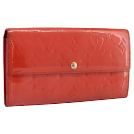 LOUIS VUITTON Vernis Portefeuille Sarah Wallet Orenge Sunset M93634 Auth BA15265