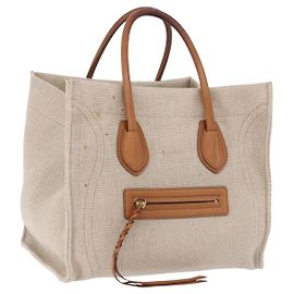 Céline CELINE Luggage Phantom Handtasche Canvas Beige Gold Tone Auth 198501A