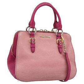 Borsa a mano Miu Miu in pelle 2way Rosa Oro Auth 197469A