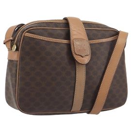 Céline Borsa a tracolla CELINE Macadam Canvas PVC Leather Brown Gold Auth ka5720A