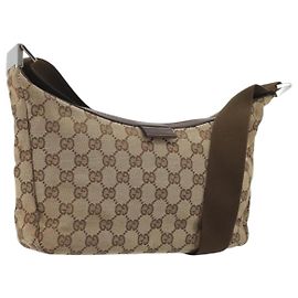 Borsa a tracolla GUCCI GG Canvas Beige Silver 35098 Auth 194248