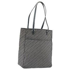 Borsa Tote Christian Dior Trotter Canvas Navy Silver Auth 194263