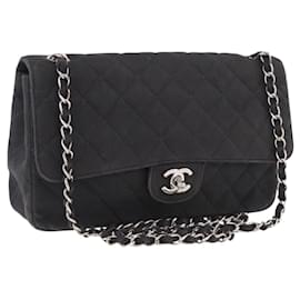 Borsa a tracolla CHANEL Matelasse25 Chain in tela nera argento CC Auth 198742