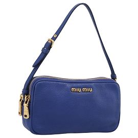 Pouch Miu Miu in pelle blu e oro Auth 197307V