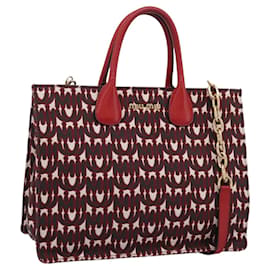 Borsa a tracolla con catena Miu Miu Canvas 2way Rosso Oro Auth 198710A
