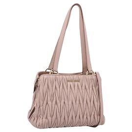 Borsa Tote Miu Miu Matelassé in Pelle 2 vie Rosa Tono Oro Auth 196443M