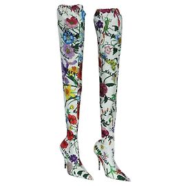 GUCCI x BALENCIAGA The Hacker Project Décolleté lunghi floreali in tela Auth am12373SAM
