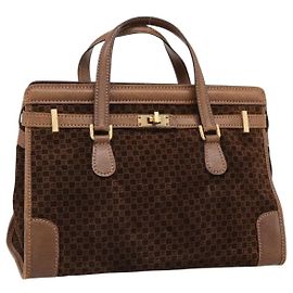 Borsa a mano GUCCI in camoscio marrone tono oro Auth ep15706