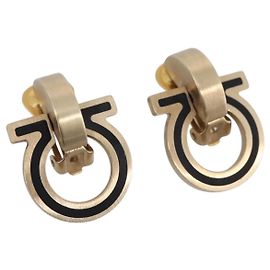 Orecchini Salvatore Ferragamo Gancini Metal Gold Tone Auth am12454V