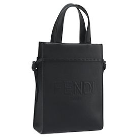Borsa a mano FENDI Go-To Shopper in pelle nera e argento autentica mr2832