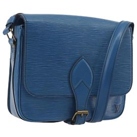 LOUIS VUITTON Epi Cartouchiere MM Shoulder Bag Blue M52245 LV Auth BA14941