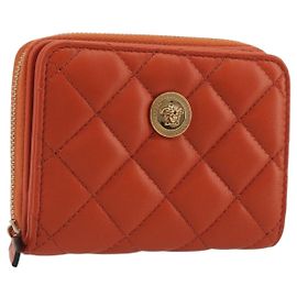 Portafoglio VERSACE Medusa in pelle Orange Gold Auth 196627A