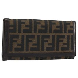FENDI Zucca Canvas Langbeutel Schwarz Braun Auth 195997V