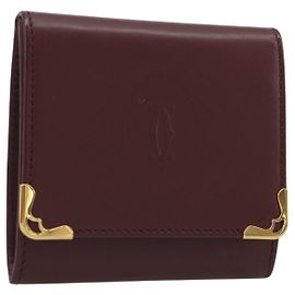 Monedero CARTIER Must Line de cuero Bordeaux tono dorado Auth am12371V