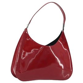 Bolsa de Ombro GUCCI Couro envernizado Vermelho Prata 001 3767 Auth 198691