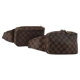 LOUIS VUITTON Damier Ebene Geronimos Shoulder Bag 2 Set N51994 LV Auth bs36785