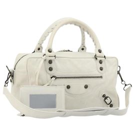 BALENCIAGA Bolsa The box Couro 2way White 145694 Auth am12395V