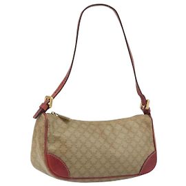 Céline CELINE Macadam Canvas Accessory Pouch PVC Beige Gold Auth 196915