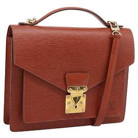 Borsa a mano LOUIS VUITTON Epi Monceau 28 Brown M52123 LV Auth BA15191