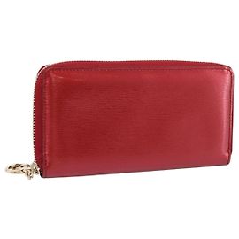 Carteira Longa GUCCI em Couro Envernizado Vermelho e Dourado 308005 Auth 198762A