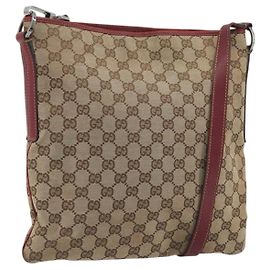 Bolso de hombro GUCCI GG Canvas Beige Silver 113013 Auth 197182
