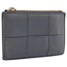 Monedero BOTTEGA VENETA MAXI INTRECCIATO de cuero Gray Gold Tone Auth BA15048