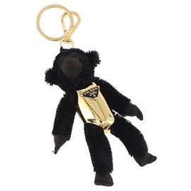PRADA Gorilla Charm Metal Black Gold Tone Auth 196727M