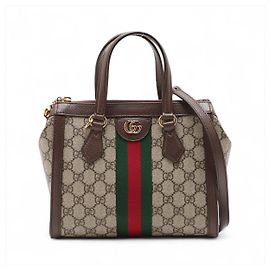 Gucci Ophidia GG Small Striped Canvas 2-Ways Tote Crossbody GG Supreme