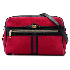 Gucci Ophidia Crossbody aus rotem Wildleder mit Web-Streifen