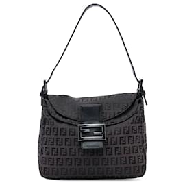 Borsa a tracolla Fendi Zucchino Canvas Double Flap Mamma Marrone